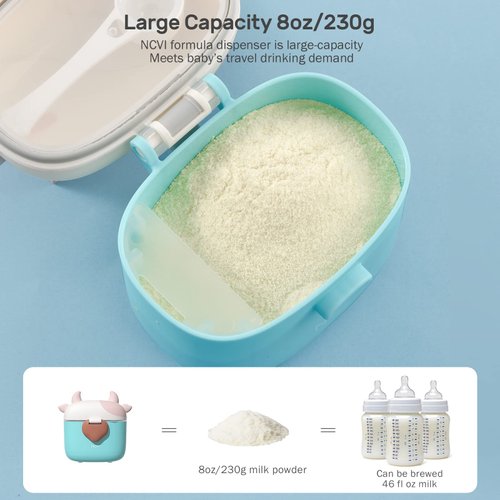 NCVI Baby Formula Dispenser with Scoop and Leveller Portable Storage Formula Containers for Travel, Non-Spill Smart Baby Milk Powder Formula Dispenser for Fruits, Snacks and Nuts (Green)