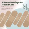 FEBU Eco-Friendly Organic Bamboo Fabric Bandages | PFAS Free Flexible Fabric Bandages | Latex Free Bandages | Natural Hypoallergenic Bandages for Scrapes, Cuts & First Aid | 75 Count Variety Pack