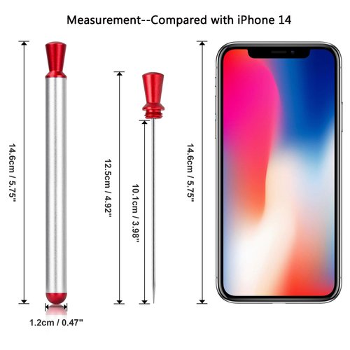 MUZZIOU 9 Pcs Metal Cocktail Picks, Portable Toothpicks with Holder, Stainless Steel Skewers Reusable Food Picks for Outdoor Picnic Camping Travel (Red)