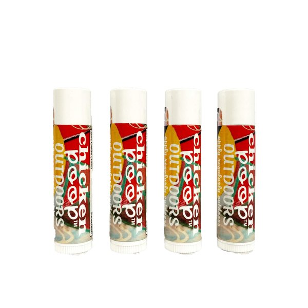 Chicken Poop Lip Balm Simone Chickenbone Outdoors Moisturizer with SPF 30 for Dry Chapped Lips, 0.15 oz, Pack of 4