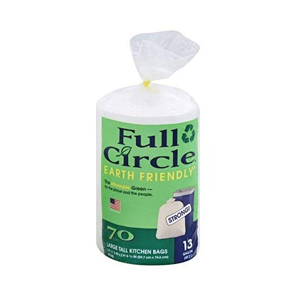 Full Circle - Recycling Tall Kitchen Trash Bags, 13 Gallon (70 Count) - Made in USA
