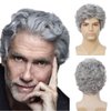 Dai Cloud Grey Short Curly Wigs for Men Natural Fluffy Synthetic Layered Daily Hair for Male Wig Cap