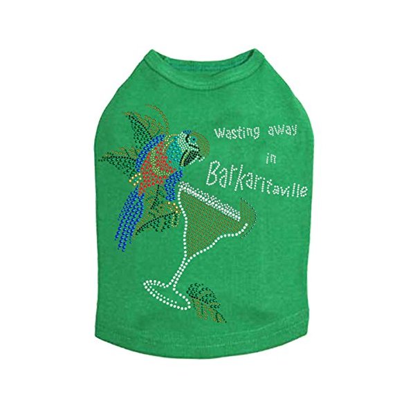 Wasting Away in Barkaritaville Parrot Dog Shirt M Kelly Green