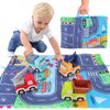 YELUFT Toy Cars for Toddlers, Construction Trucks Toys with Playmat Storage Bag Include Excavator, Crane, Dump Truck, Tankertruck Toys, Pull Back Cars for Kid Boy Baby Birthday