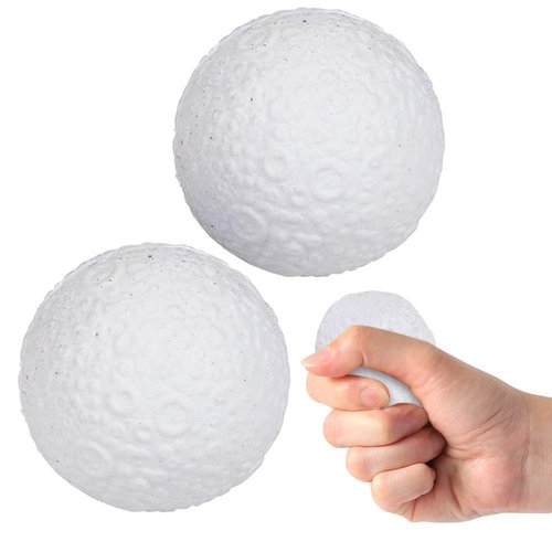 ArtCreativity Squish Moons, Set of 2, Slow Rising Squeezy Space Themed Stress Relief Toys for Kids, 2.5 Inches Squeezable Outer Space NASA Party Favors and Desk Decorations
