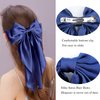 3 Pieces Silky Satin Hair Bow Larg Hair Bows Hair Clips for Women Soft Ribbon Hair Barrettes Plain Color Bowknot with Long Tail French Barrettes for Girls (Tibetan blue, Khaki, Pink)