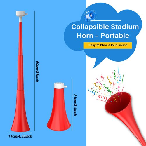 Stadium Horn Vuvuzelas Soccer Horn Collapsible Blow Horn Trumpet Horn Noise Maker Loud Sound Handheld Horn Sports Horn Noisemaker for Sports Events Graduation Games Party Supplies Favors Accessories