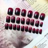 SIUSIO 24Pcs Fake Nails Black Red Full Cover Short Gradient Jewelry Top Coat Maple Leaf False Nail Covered Gel Nail Art Tips Sets for Women and Girls