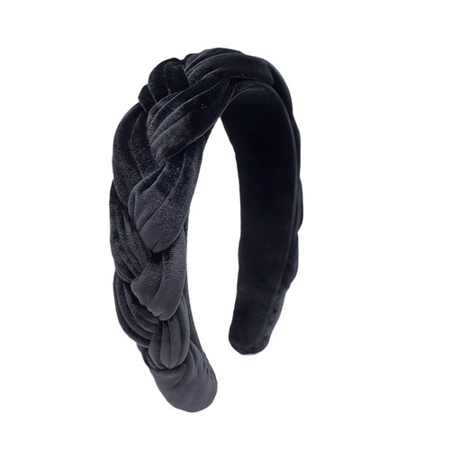 Uchyius Black Headbands for Women Braided Headbands Velvet Padded Hairbands Cute Hair Accessories for Women Girl