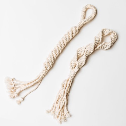 LAY LO Natural, Non-Toxic Cotton Rope Toys for Small and Medium Dogs | 2-Pack | Includes Live Support with Dog Trainer | Durable & Eco-Friendly | Unique Boho Designs with Handle | Interactive Dog Toy