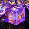 AUSTOR Liquid Core Resin DND Dice Sharp Edge Polyhedral Dice 7-Die DND Dice Set Quicksand Handmade Resin Dice for Dungeons and Dragons RPG MTG Table Games, Violet