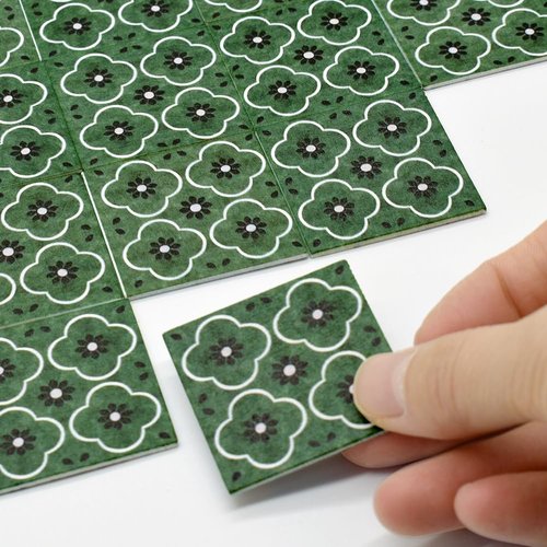 iLAND Dollhouse Flooring on 1/12 Scale 1/6 Scale, Miniature Dollhouse Accessories, 30pcs Double-Sided Dollhouse Floor Tiles (French Green Floral & Colorful Terrazzo)