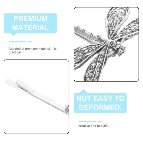LALAFINA 4Pcs Vintage Dragonfly Hair Clips Dragonfly Bobby Pins Side Clip Wedding Hair Clips Vintage Bobby Pins for Women Wedding, Ancient Silver
