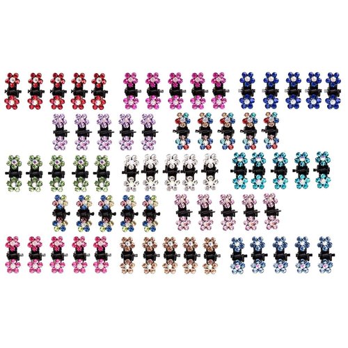 ANBALA Mini Claw Clips, 65pcs No-Slip Grip Jaw Clips Glitter Teeth Clips Rhinestone Metal Clamps ...