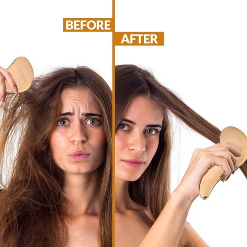 Detangling Brushes - Detangler Brush Set - Pain-Free Hair Brush Straightener that Removes Tangles and Knots Straightening Hair Shiny and Smooth (Rose Gold and Black)