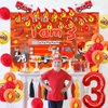 Fire Truck 3rd Birthday Decoration Sound the Alarm I Am 3 Birthday Decorations Sound the Alarm I Am Happy Birthday Banner, Backdrop, Cake Topper Firemen Birthday Decorations for 3rd Birthday Supplies