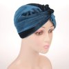 Fxhixiy Women's Stretch Velvet Twist Pleasted Hair Wrap Turban Hat Cancer Chemo Beanie Cap Headwear (Teal)