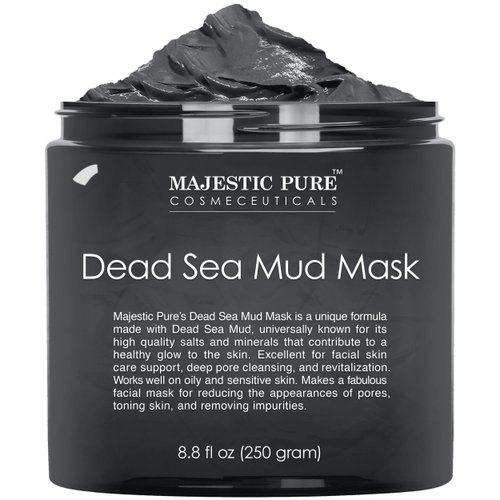 Majestic Pure Dead Sea Mud Mask for Face and Body - Natural Skin Care for Women and Men - Best Facial Cleansing Clay for Blackhead, Whitehead, Acne and Pores - 8.8 fl. Oz