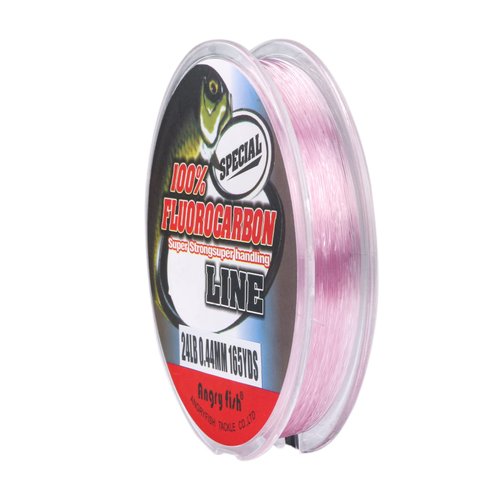 ANGRYFISH 100% Fluorocarbon Fishing Line-Invisible Underwater-Faster Sinking- Ultralow Stretch-Fishing Leader Line 2-30LB(Pink,9LB/0.234MM-55YD)