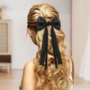 Ambesi Ribbon Hair bow Clips, 2PCS Silky Satin Hair Bows Hair Clip Black White Hair Ribbon Ponytail Holder Accessories for Women Girl Long Tail Hair Bow Clips Hair Barrette Dress Up Accessories