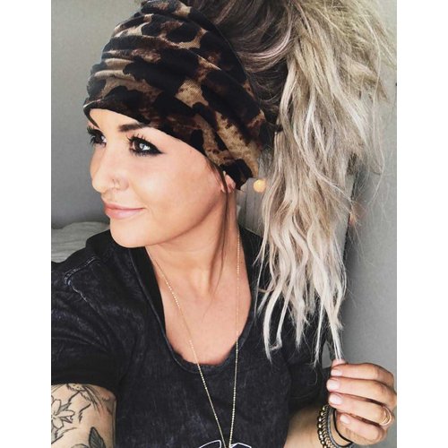 Sepniell Boho Bandeau Headbands Wide Knoted Hair Scarf Elastic Yoga Running Turban Headband Stretch Stripe Cloth Head Wraps Stylish Fabric Head Bands for Women 3 Pcs (Set 1)