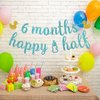 Happy Half Birthday Banner, Baby Shower Party Decoration Favors, Baby 6 Months Happy Half feeding bottle Sign Banner, 1/2 Birthday Baby Shower Party Supplies, Sky Blue, 6.3 Feet