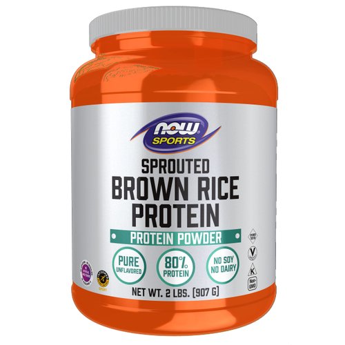 NOW Foods Sports Nutrition, Sprouted Brown Rice Protein, 80% Protein, Unflavored Powder, 2-Pound