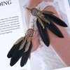 Sttiafay Boho Black Feather Dangle Earrings Long Feather Tassel Earrings Vintage Tribal Feather Earrings Gold Feather Drop Earrings Jewelry for Women