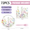 KFJBPB 72 Pcs Wildflower Paper Plates and Napkins Party Supplies, Floral Party Plates and Napkins Tableware Set for Spring Summer Picnic Wedding Birthday Baby Shower Tea Party Decorations Serves 24