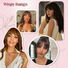 SISLAF Clip in Bangs-100% Real Human Hair Bangs Hair Clip Wispy Bangs Clip On Bangs for Women with Temples Hairpieces Wig Curved Bangs with Hair Roller (Medium Brown)