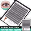 Bodermincer 400pcs D Curl Lash Clusters 8-10-12-14mm/10-12-14-16mm MIX Fish Tail Lash Cluster Premade Volume Lash Fans Volume Lashes Knotted (Black 12mm)