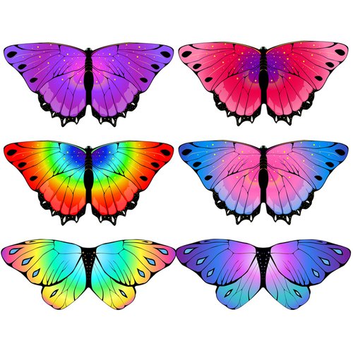 iROLEWIN 6 Pack Butterfly-Wings-Costume-Bulk for Toddler-Girls Kids Party, Fairy Dress Up Halloween Birthday Party-Favors-Supplies (multicolored)