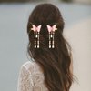 Bartosi Butterfly Hair Clips Pink Butterfly Hair Barrettes Bride Wedding Hair Pins Tassel Bridal Hair Accessories for Women and Girls (Pack of 2)