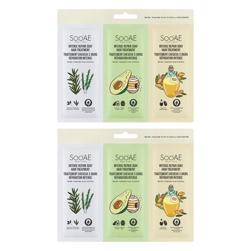Soo&#39;AE Intense Repair 3Day Hair Treatment | Argan Oil + Honey Avocado + Tea Tree Rosemary [(0.35 ...