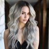 Leuik Long Gray Wigs for Women|Ombre Grey wig for Black Women|Synthetic Wigs for Women 23inch