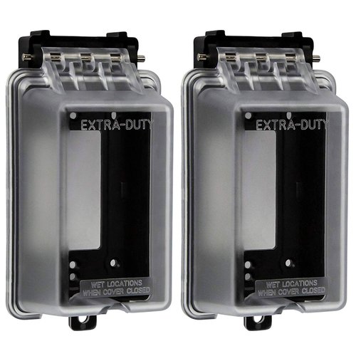 ENERLITES Outdoor Outlet Cover Extra-Duty in-Use Weatherproof Outdoor Decorator/GFCI Receptacle Outlets, Weatherproof Enclosure, 1-Gang 6.1”H x 3.4”W x 2.8”D, Clear Cover, IUC1V-D-2PCS, 2 Count