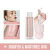 Hocossy Liquid Highlighter Natural Glow For Face & Body, Waterproof Moisturizing Light Liquid Luminizer For Long Lasting Shimmer, Contour Highlighter Stick Easy to Apply with Cushion Applicator (#3 Rose gold)