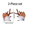 Christmas Deer Ears Headband Hairpins Hairbands Brown Elk Deer Antlers Headband with Elk Fluff Design Party Xmas Reindeer Antlers Decor Christmas Deer Costume Headband Hairpin for Women
