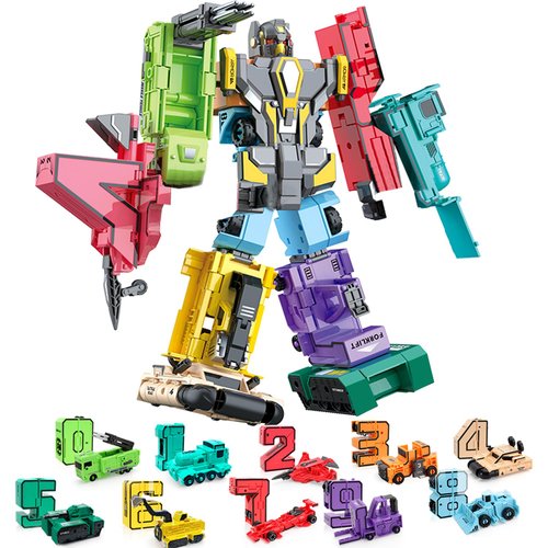 Number Bots Toys for Kids, Number Blocks Toys 10 in 1 DIY 12.3Inch Alphabet Transformering, Toddlers Education Math Autism STEM Toys, Carnival Prizes Christmas Halloween Birthday Gifts for Boys 3 4 5