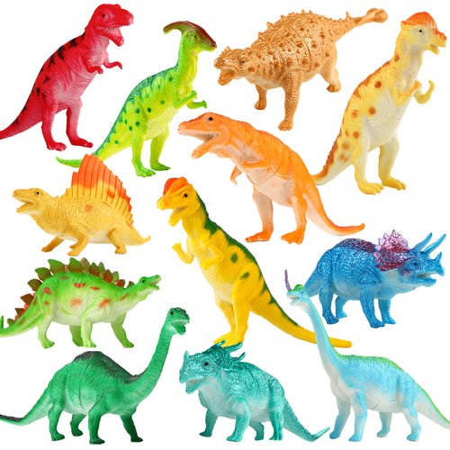 Dinosaur Figure, 7 Inch Jumbo Dinosaur Toy Playset(12 Pack), Safe Material Assorted Realistic Dinosaur,Yeonha Toys Vinyl Plastic Dino Dinosaur Set Party Favors Toys for Kids Boys Toddler Educational