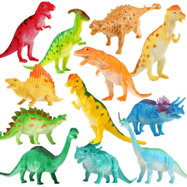 Dinosaur Figure, 7 Inch Jumbo Dinosaur Toy Playset(12 Pack), Safe Material Assorted Realistic Dinosaur,Yeonha Toys Vinyl Plastic Dino Dinosaur Set Party Favors Toys for Kids Boys Toddler Educational