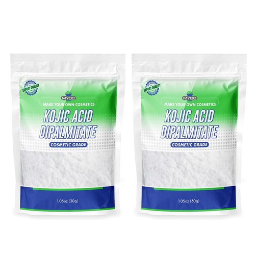 Myoc Kojic Acid dipalmitate Powder for Skin, Skin Whitening, DIY Ingredients for Soap, Cream, Serum and face Mask No Additives & Fillers - 1.05 Oz (Pack of 2)