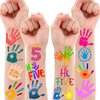 Hi Five Temporary Tattoos Five 5th Birthday Party Decorations Favors Supplies Themed Cute Stickers 10 Sheets 100 PCS Gifts for Baby Girls Boys Class School Carnival