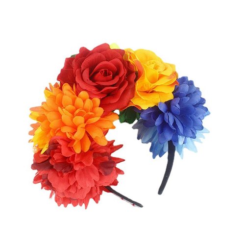 mdgfge Halloween Floral Day of the Dead Mexican Rose Flower Crown Headband for Halloween Cosplay Party Decoration Supplies