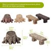 12 Pieces Miniature Garden Ornaments, Includes 6 Pieces Retro Wooden Style Benches, 6 Pieces Artificial Mini Root Stump for Moss Terrariums Landscape Dollhouse Accessories Decorations