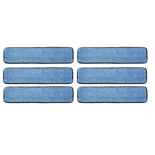 Real Clean 18 inch Microfiber Wet/Dust Mop Refill Pads for Flat Microfiber Mop Frames (Pack of 6)
