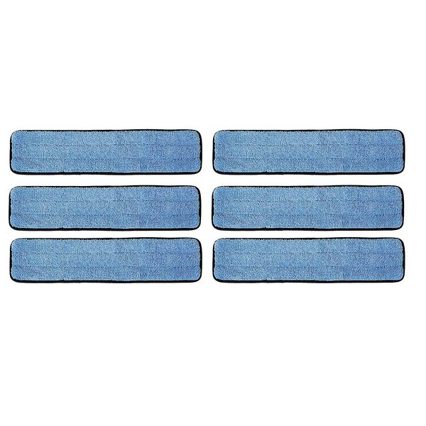 Real Clean 18 inch Microfiber Wet/Dust Mop Refill Pads for Flat Microfiber Mop Frames (Pack of 6)