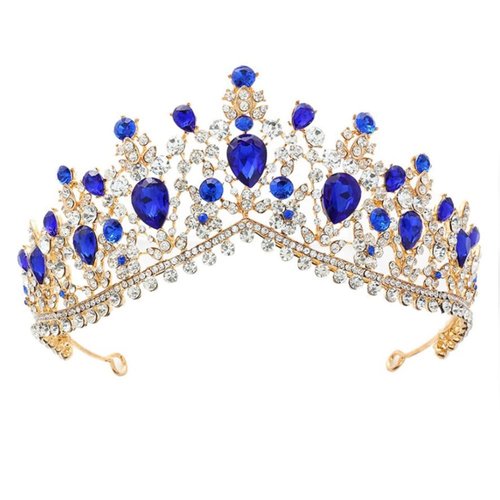 fxmimior Vintage Tiara Crown Rhinestones Tiara For Women Bridal Crown Wedding Birthday Prom Queen Pageant Hair Accessories (Blue)