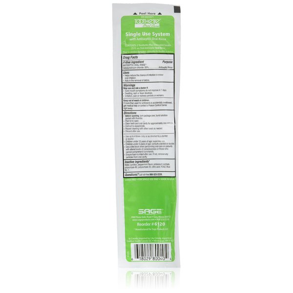 Sage 61251700 Oral Swabstick Toothette Plus Foam Alcohol-free Mouthwash 6120 Box Of 50 (25 packs of 2)