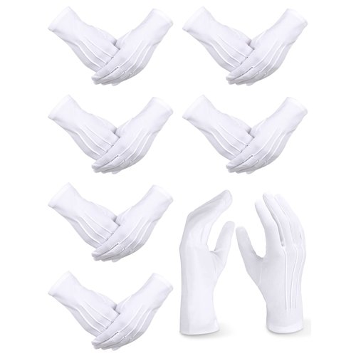 SATINIOR 6 Pairs Gloves for Men Usher Pallbearer Parade Nylon Gloves Costume Gloves for Funeral Formal Cosplay Party Supplies